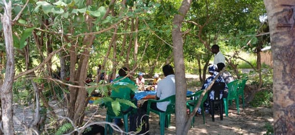Community engagement session under the trees